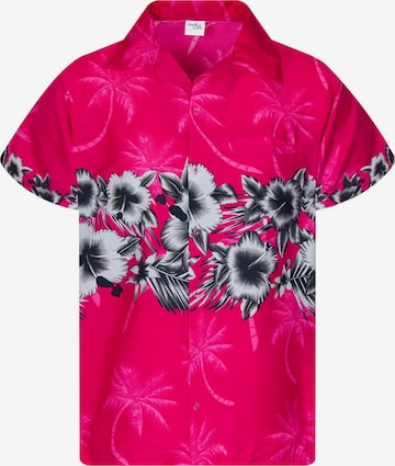 King Kameha Blouse 'Flower Chest' in Roze: voorkant