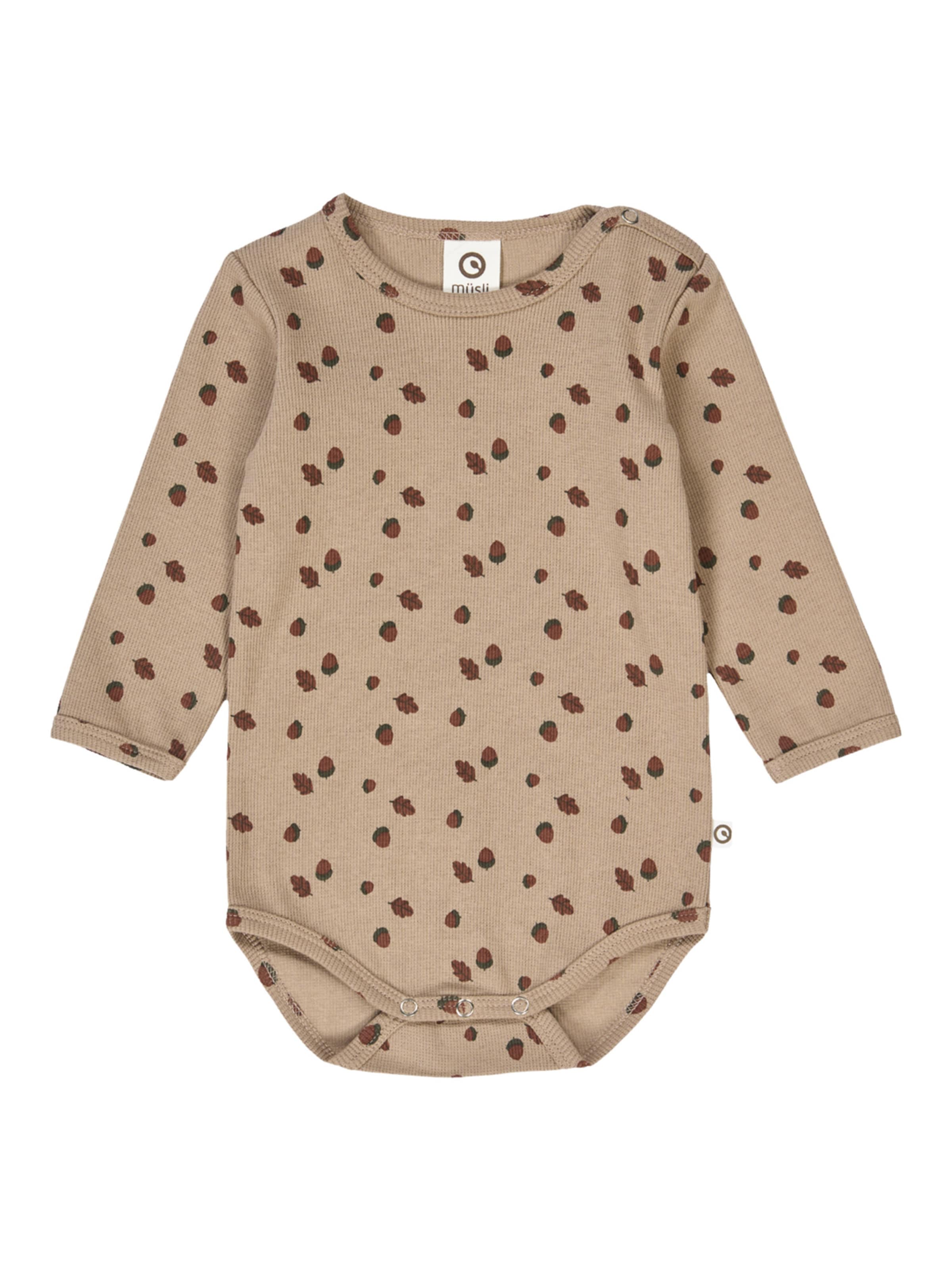 Barboteuse / body Müsli by GREEN COTTON en marron : devant