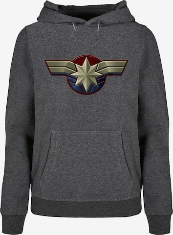 Felpa 'Captain Marvel - Chest Emblem' di ABSOLUTE CULT in grigio: frontale