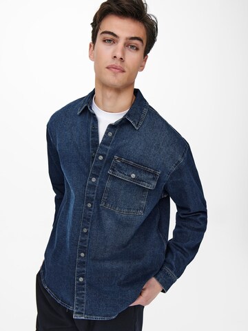 Only & Sons Regular Fit Hemd in Blau