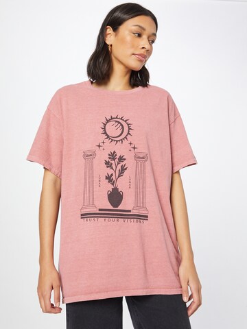 Nasty Gal Oversized shirt in Roze: voorkant