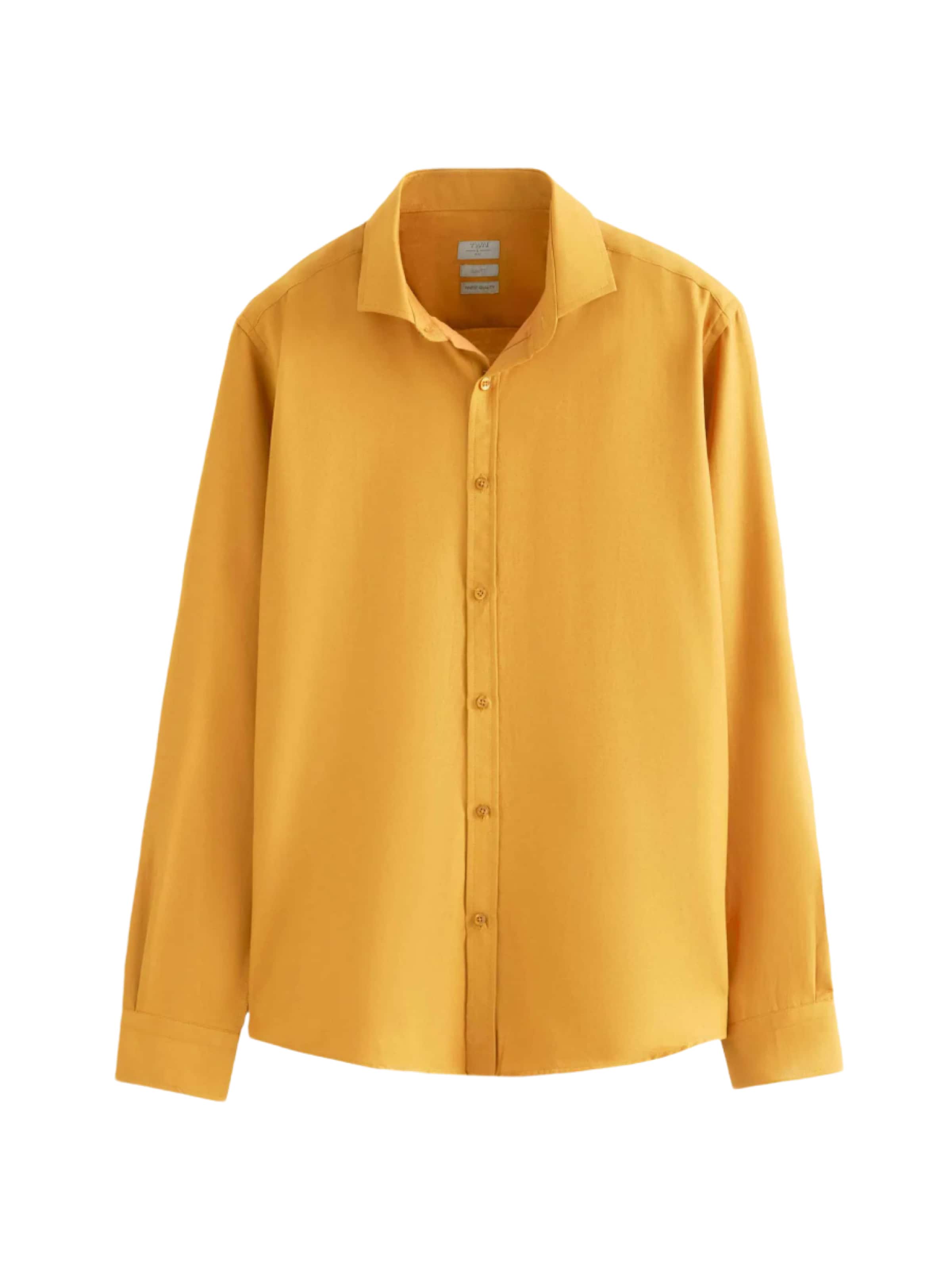 D’S Damat Slim fit Zakelijk overhemd in Geel: voorkant