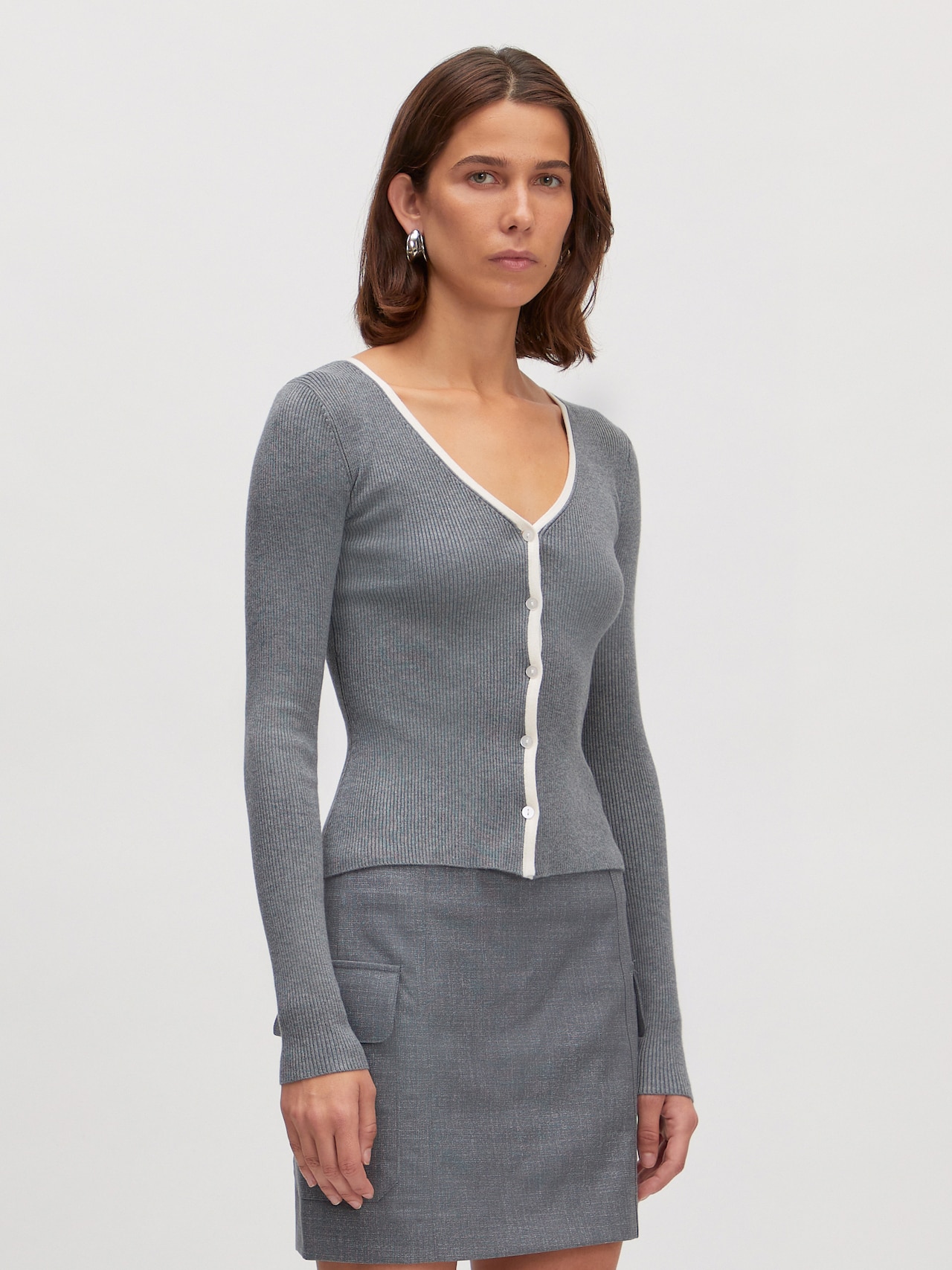 EDITED Producten Gebreid vest 'Lacey' Grijs