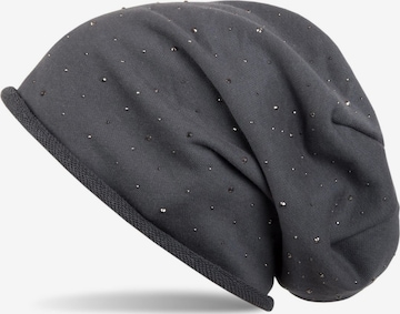 styleBREAKER Mütze 'Beanie mit Strass Nieten' in Grau: Vorderseite