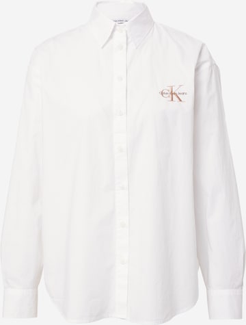 Calvin Klein Jeans Блуза в бяло: отпред