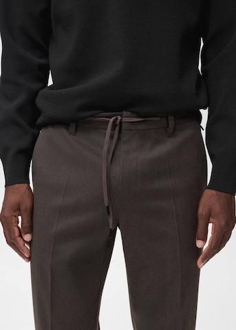 MANGO MAN Slim fit Pleat-Front Pants 'Murlo' in Brown