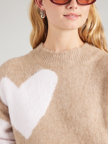 miss goodlife - Jersey 'Big Hearts' en beige