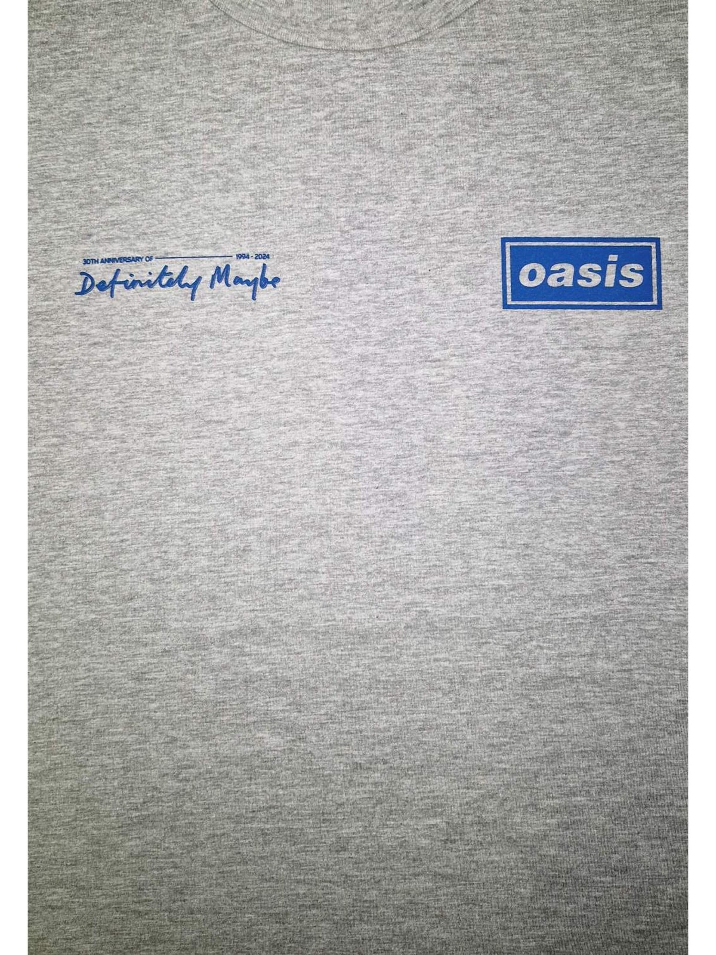 Oasis Shirt 'Oasis- Definitely Maybe Tracklistning T-Shirt' in Grijs