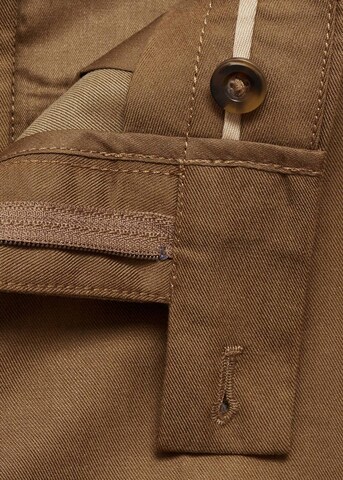 MANGO MAN Regular Pleated Pants 'Nicco' in Brown