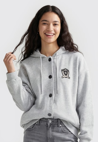 MYMO - Sudadera con cremallera 'VARSITY' en gris