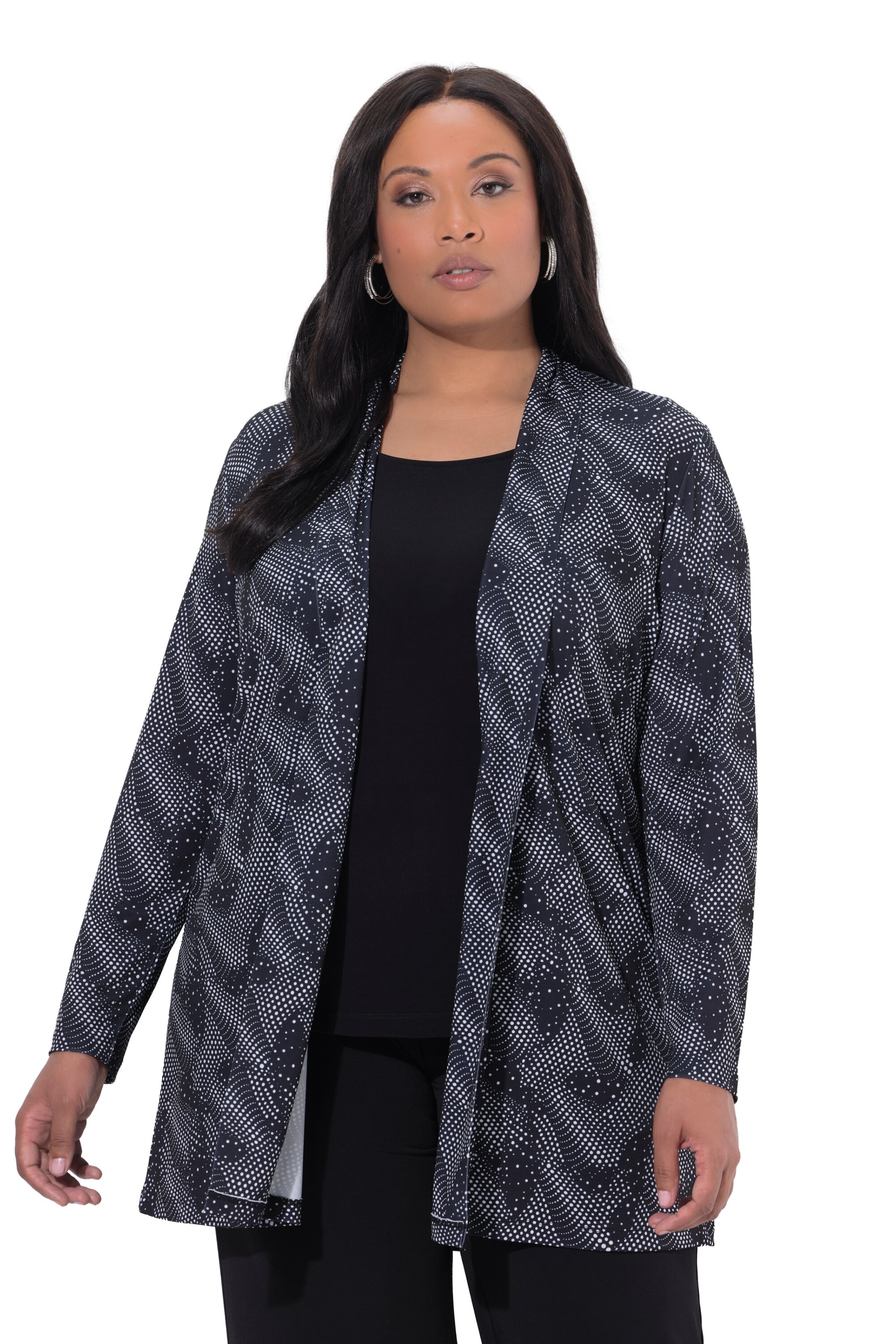 Ulla Popken Gebreid vest in Zwart: voorkant