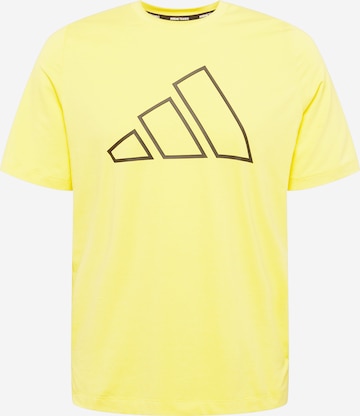 ADIDAS PERFORMANCE Performance shirt 'Train Icons 3-Bar' in Yellow: front