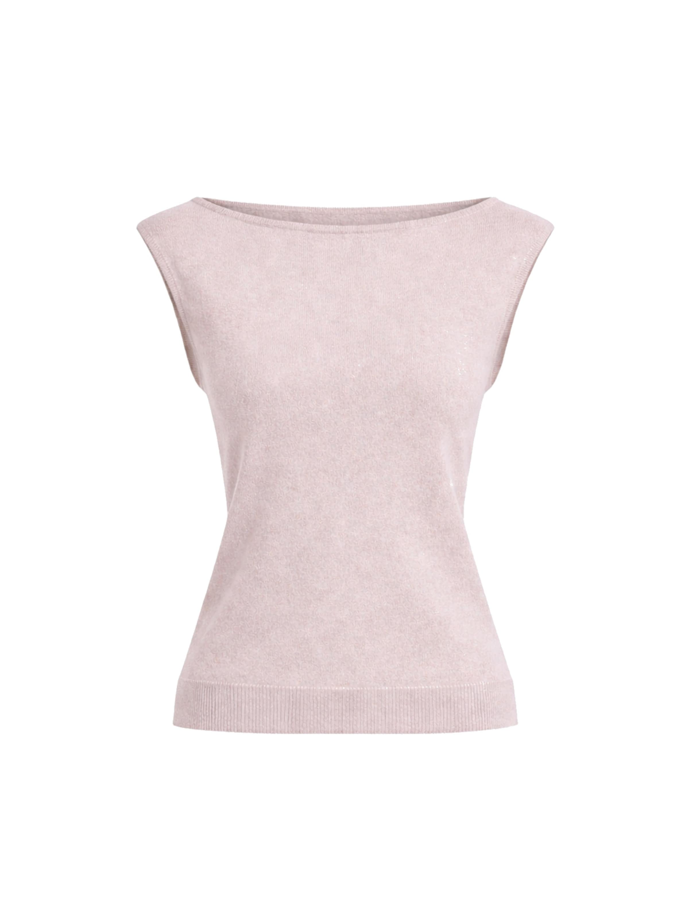 Fiora Muse Gebreide bodywarmer in Beige: voorkant