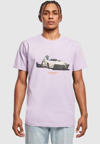 T-Shirt 'Weekend Wolf' Mister Tee en violet : devant