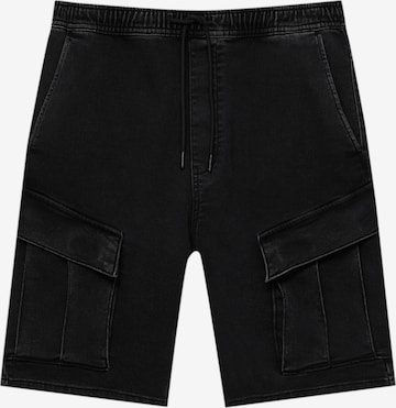 Pull&Bear Loose fit Cargo Jeans in Black: front