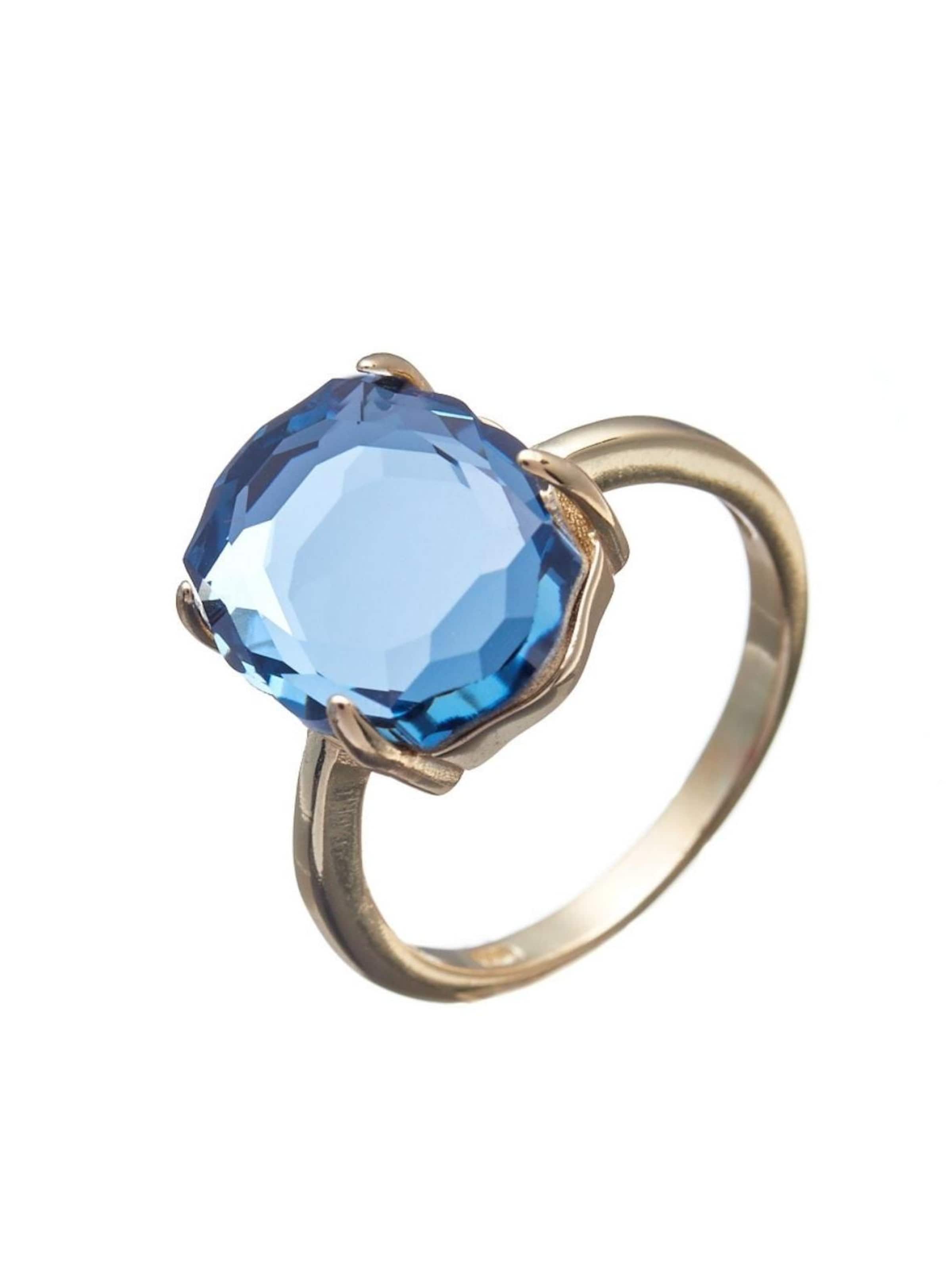 THE GEM STORIES JEWELRY - Anillo 'Denim Blue Baroque Ring - Gold' en azul: frente