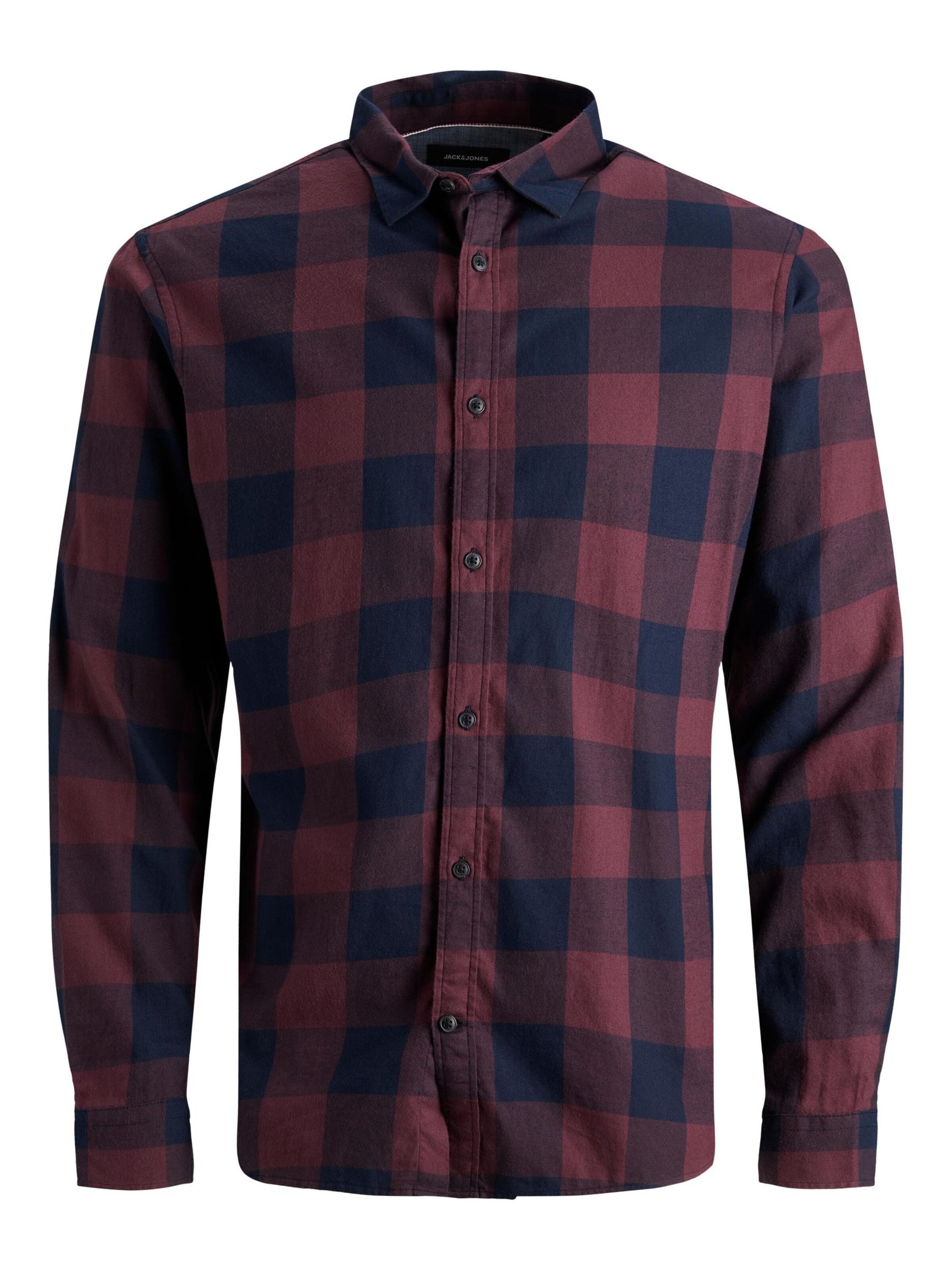 Jacks & Jones Slim fit Button Up Shirt 'JACK&JONES Hemd Slim Fit Business Shirt Weiches Langarm Twill Oberteil aus Baumwolle JJEGINGHAM' in Red: front