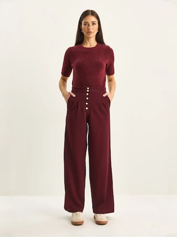 Bianco Lucci Wide leg Bandplooibroek in Rood