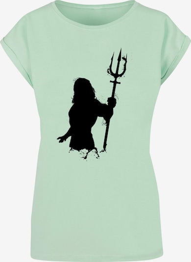 ABSOLUTE CULT T-shirt 'Aquaman - Mono Silhouette' en menthe / noir, Vue avec produit