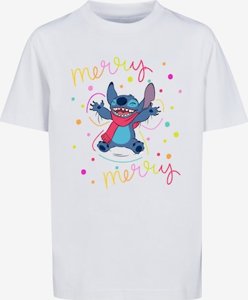 ABSOLUTE CULT Shirt 'Lilo And Stitch - Merry Rainbow' in White: front