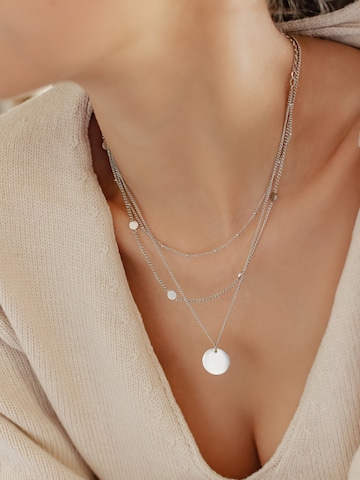 Hey Happiness Necklace 'Circle Duo' in Silver: front