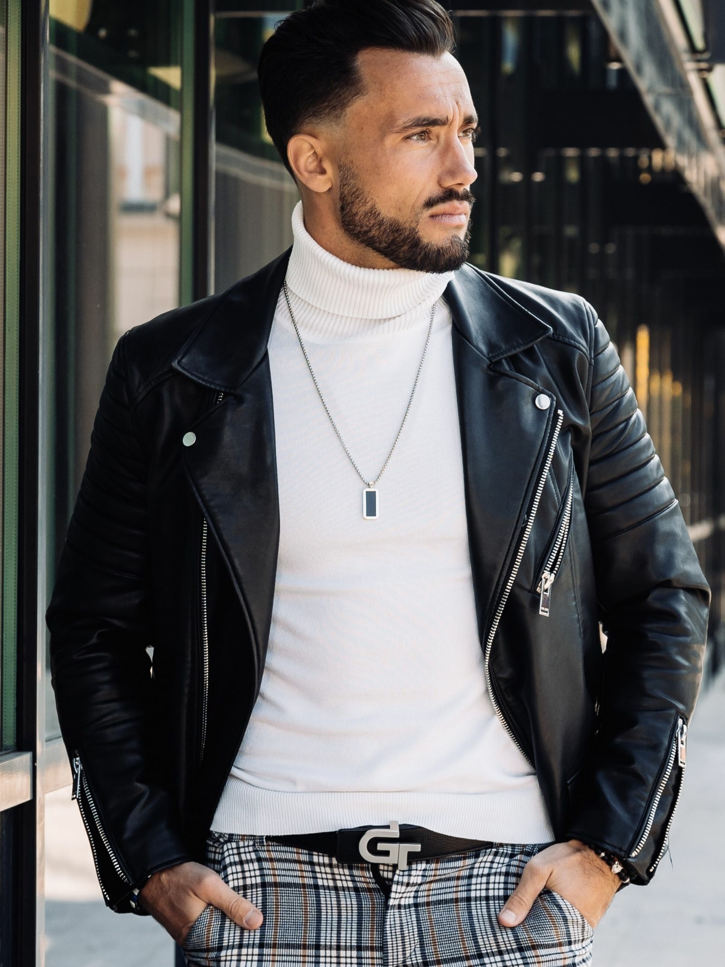 GT Collection Ketting 'Rectangle Pendant' in Zwart