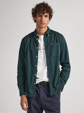 Pepe Jeans Regular fit Button Up Shirt 'CRAIL' in Green: front
