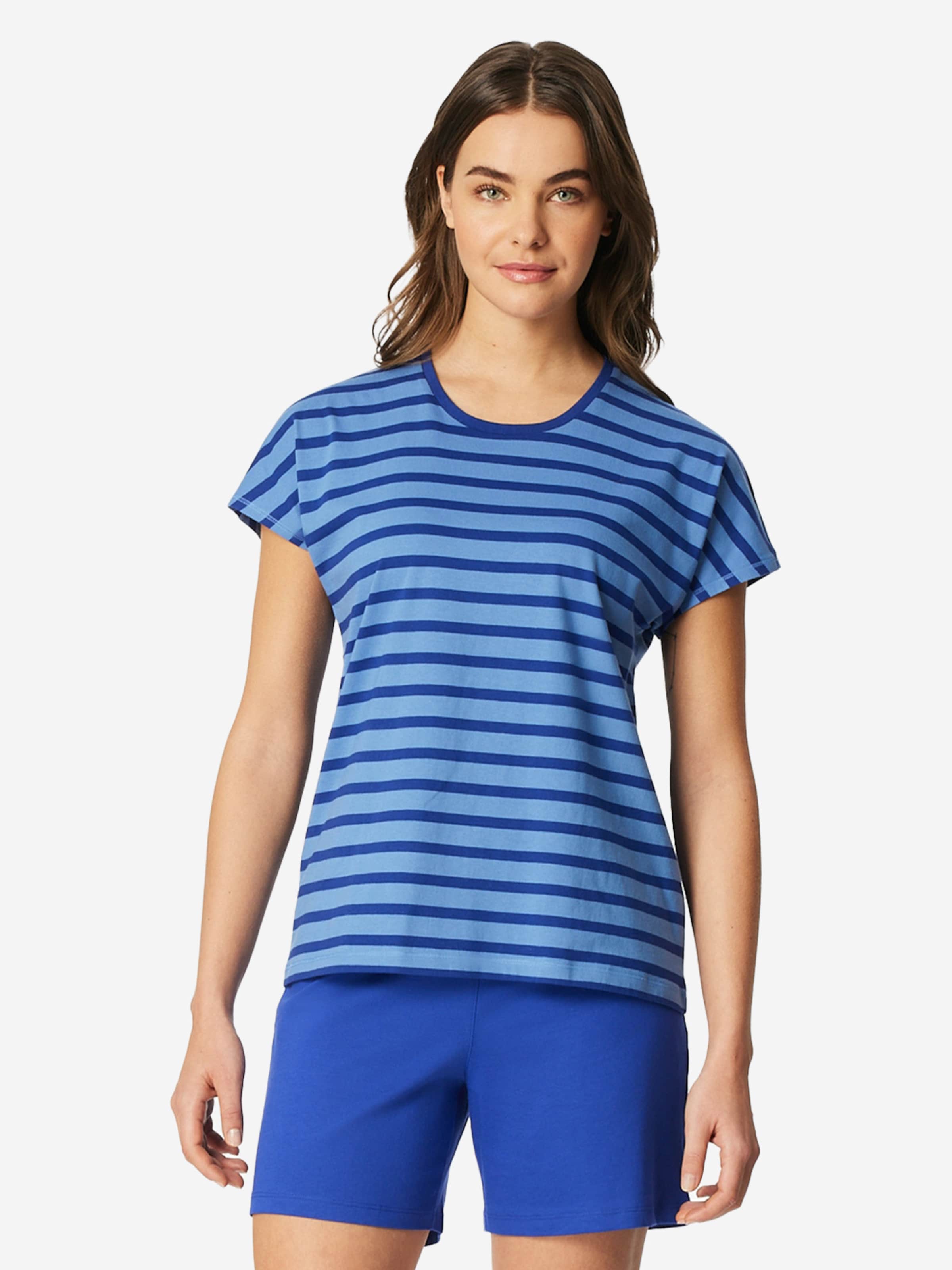 SCHIESSER - Pijama de pantalón corto 'Casual Essentials' en azul: frente