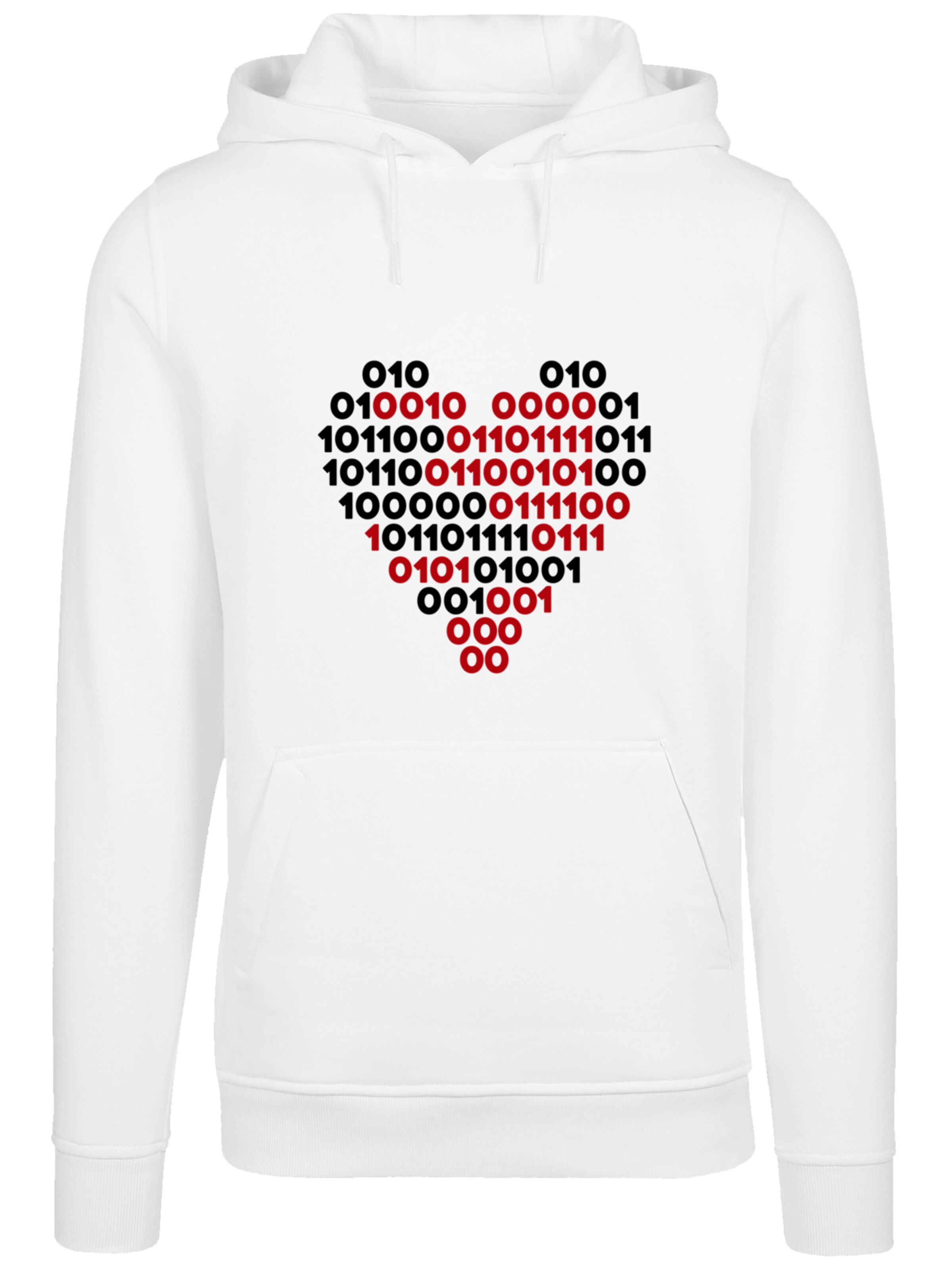 F4NT4STIC Sweatshirt 'I Love You 01001001 Binary Code Herz Valentinstag' in White: front