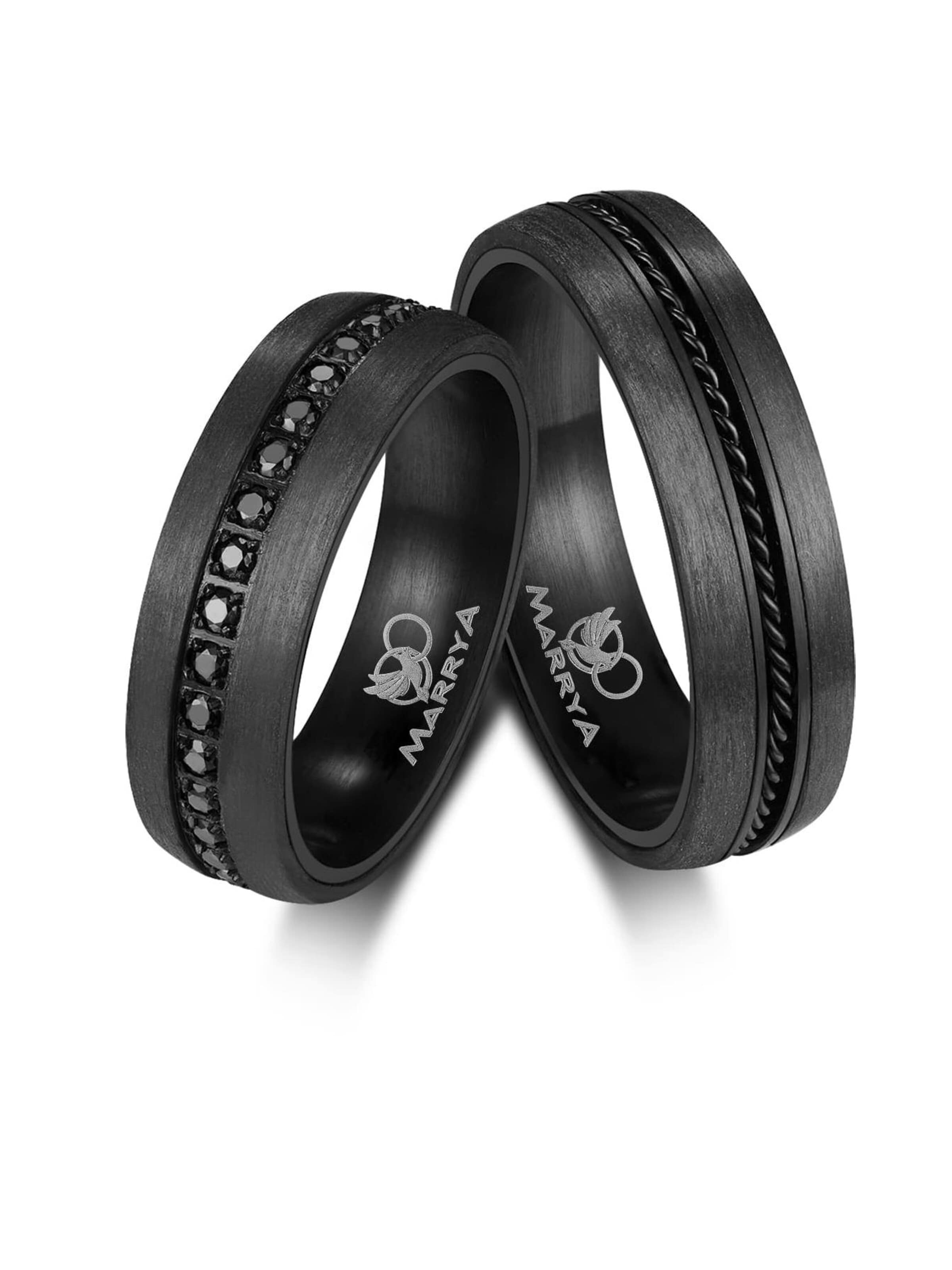 MARRYA Ring 'MARRYA CA-01 Ehering aus Carbon + Edelstahl - "Schwarz"' in Black: front
