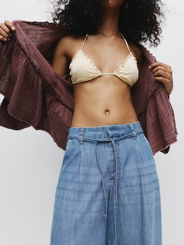 Wide leg Jeans con pieghe di Pull&Bear in blu