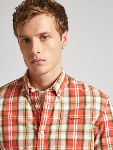Pepe Jeans Regular fit Button Up Shirt 'Peterson' in Orange