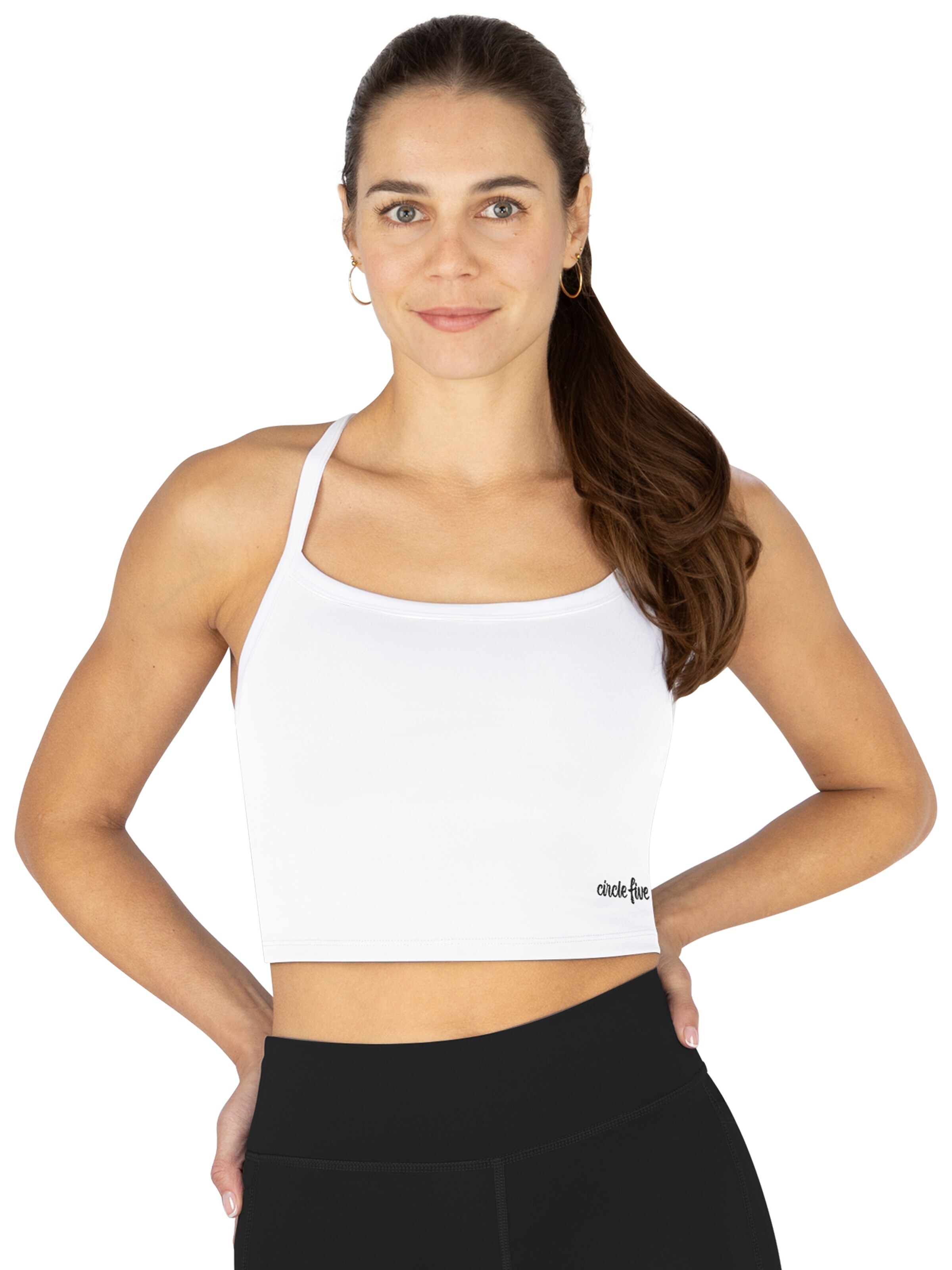 Circle Five Sporttop 'Sporttop Damen | Sport-BH mit integriertem BH & Cups | Fitness, Gym Bra & Yoga Top' in Wit: voorkant