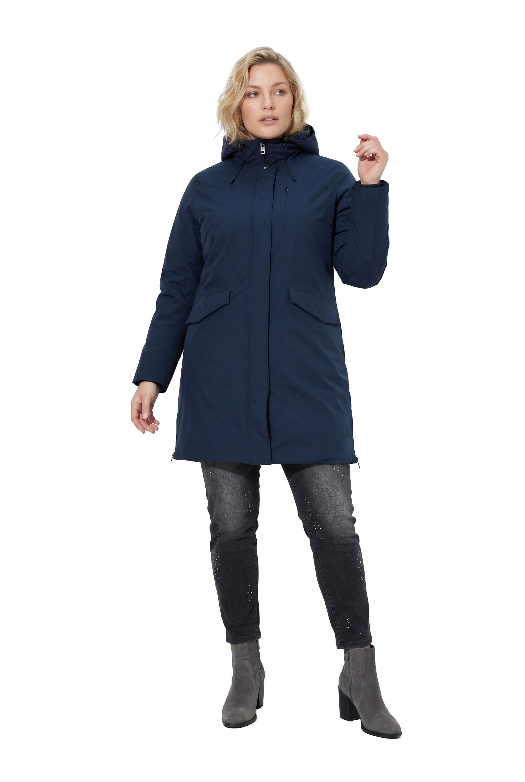 Ulla Popken Weatherproof jacket in Blue: front