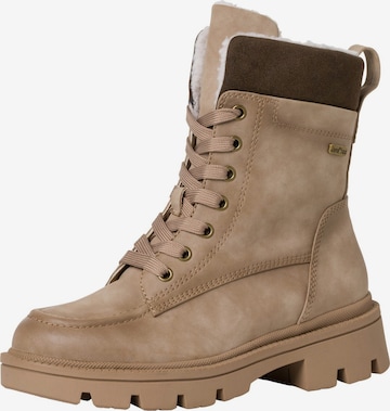 JANA Lace-Up Ankle Boots in Beige: front