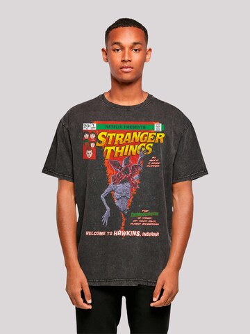 F4NT4STIC Shirt 'Stranger Things Comic Cover Netflix TV Series' in Black: front