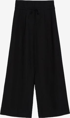 Wide leg Pantaloni cutați de la Bershka pe negru: față