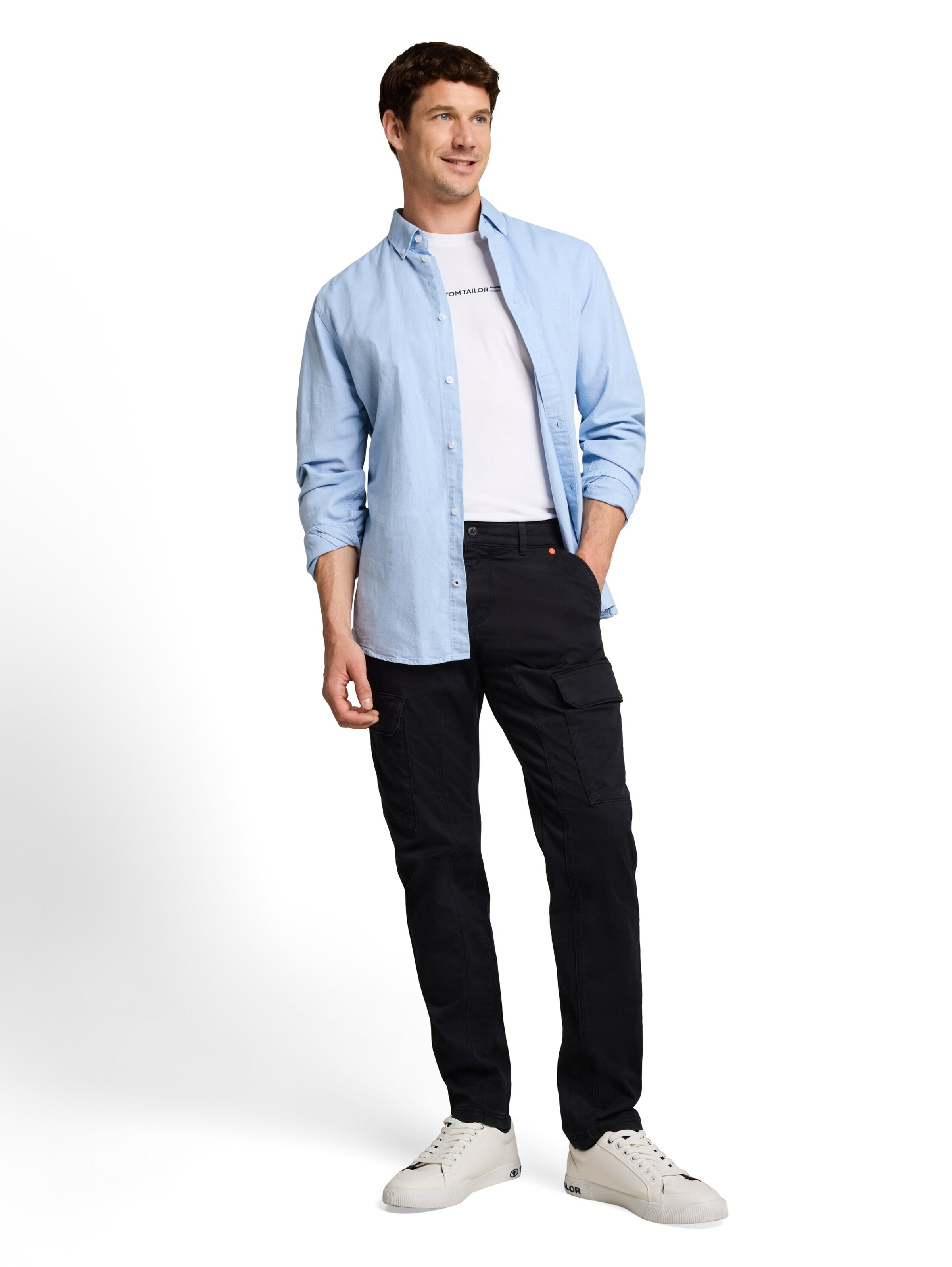 Tapered Pantaloni cu buzunare 'Tyler' de la TOM TAILOR pe negru