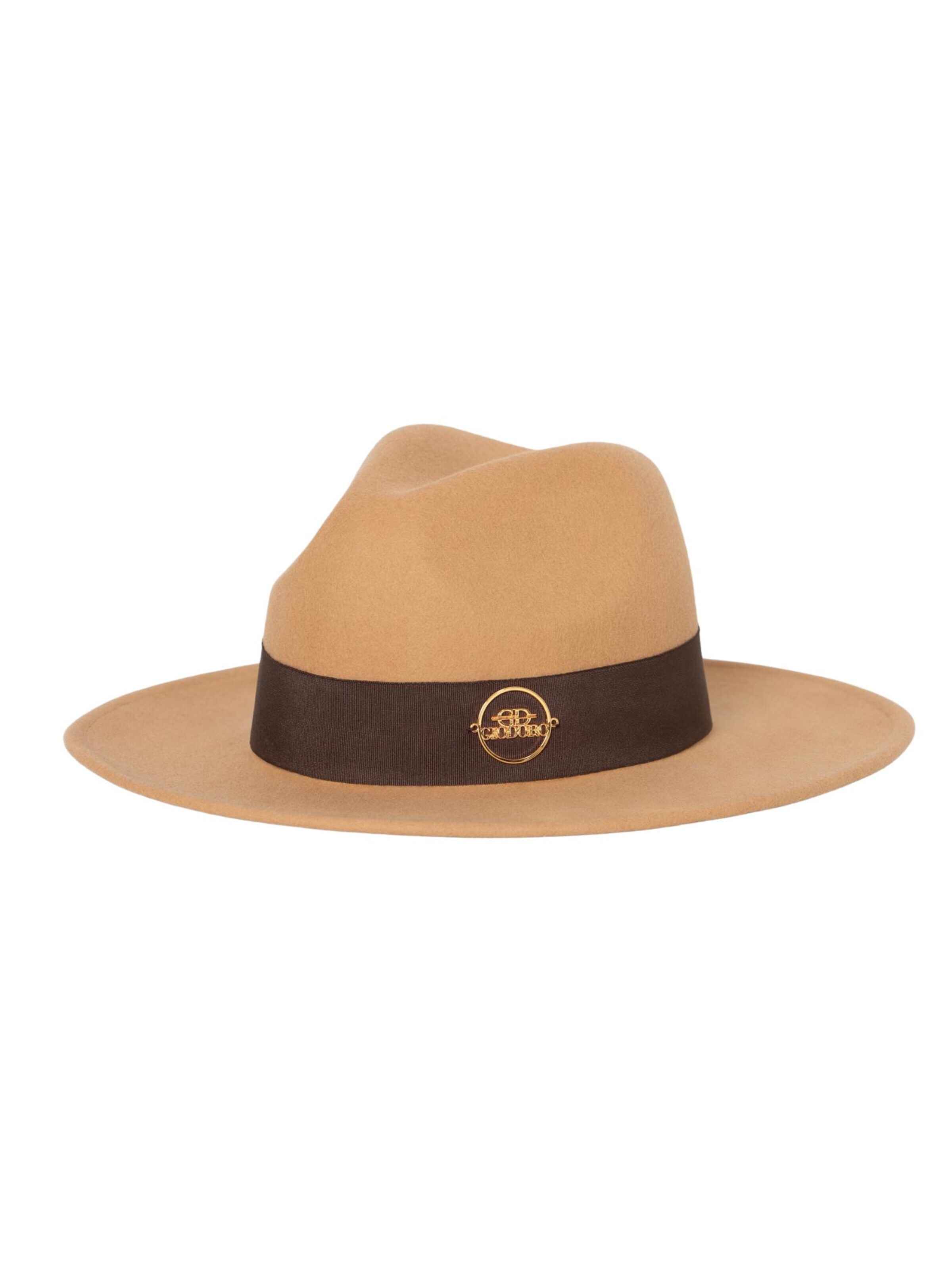 Giodoro Hattu 'Alvossi Fedora Felt Hat with Brown Ribbon' värissä beige: etupuoli