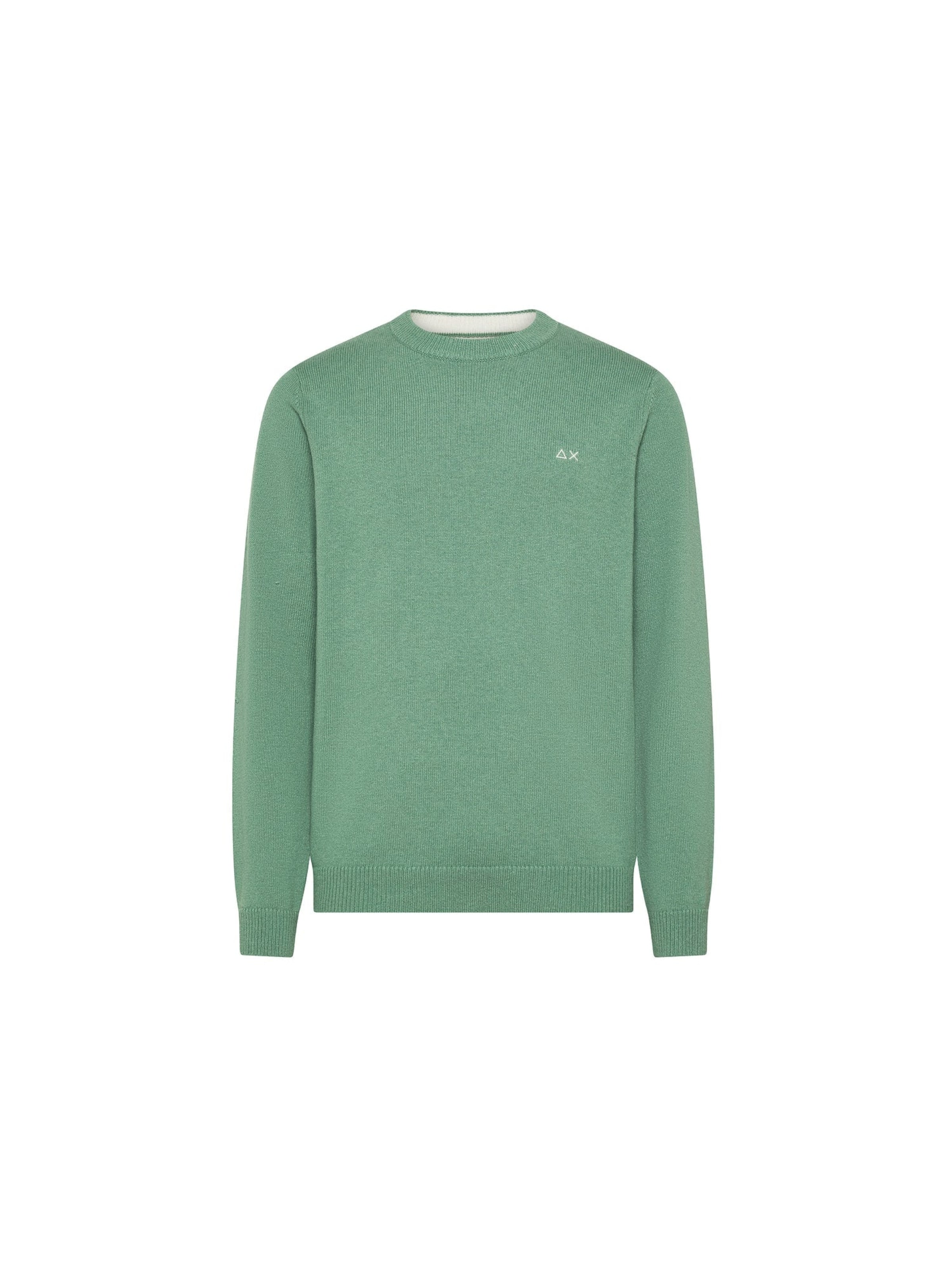 SUN68 Trui 'Men's Crew Neck Sweater in Wool and Cashmere' in Groen: voorkant