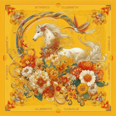 alberto cabale Scarf 'Dream Garden Cléo' in 60 x 60 in Yellow, Item view