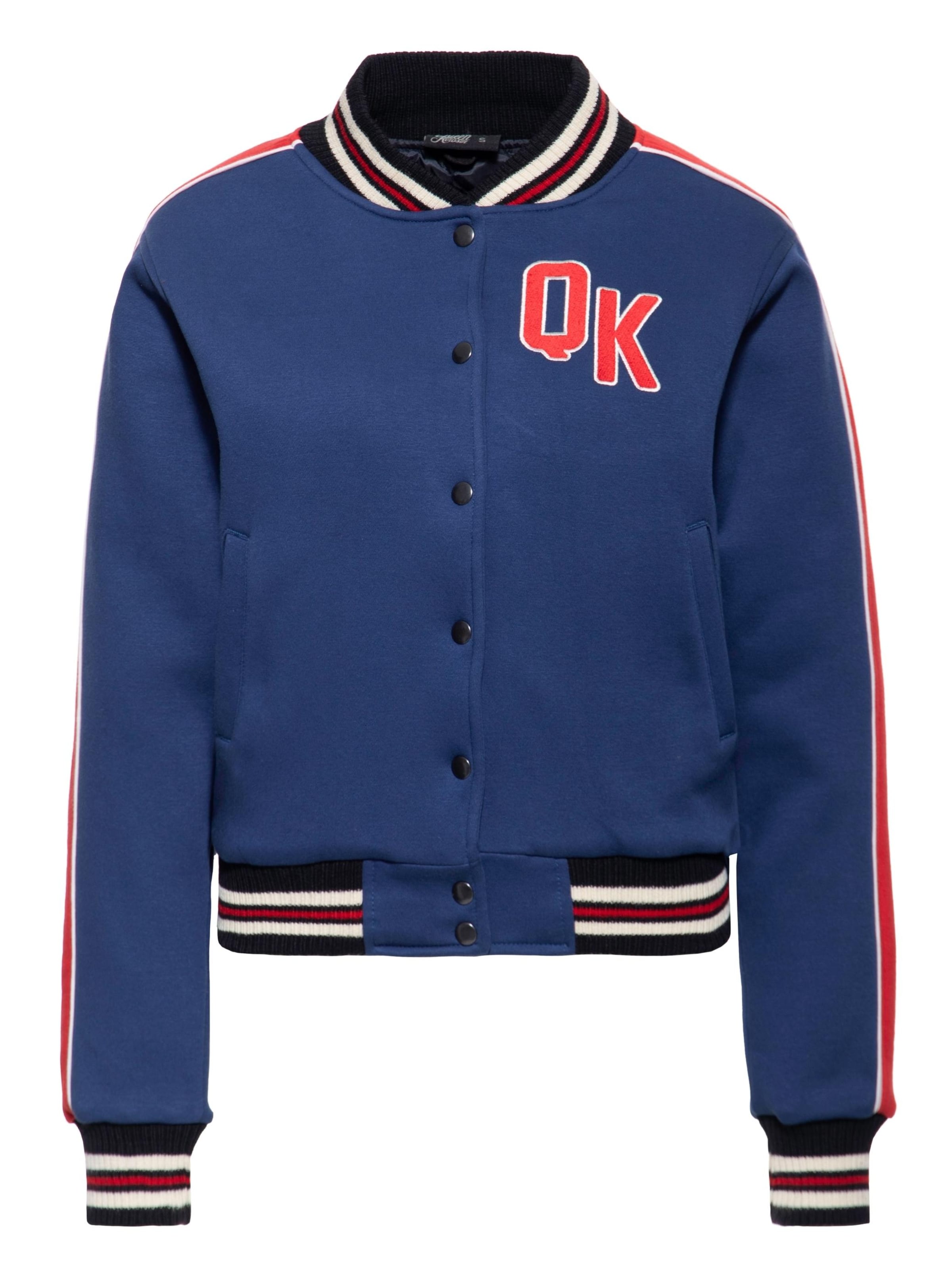 Queen Kerosin Between-Season Jacket 'Heartbreaker' in Blue: front