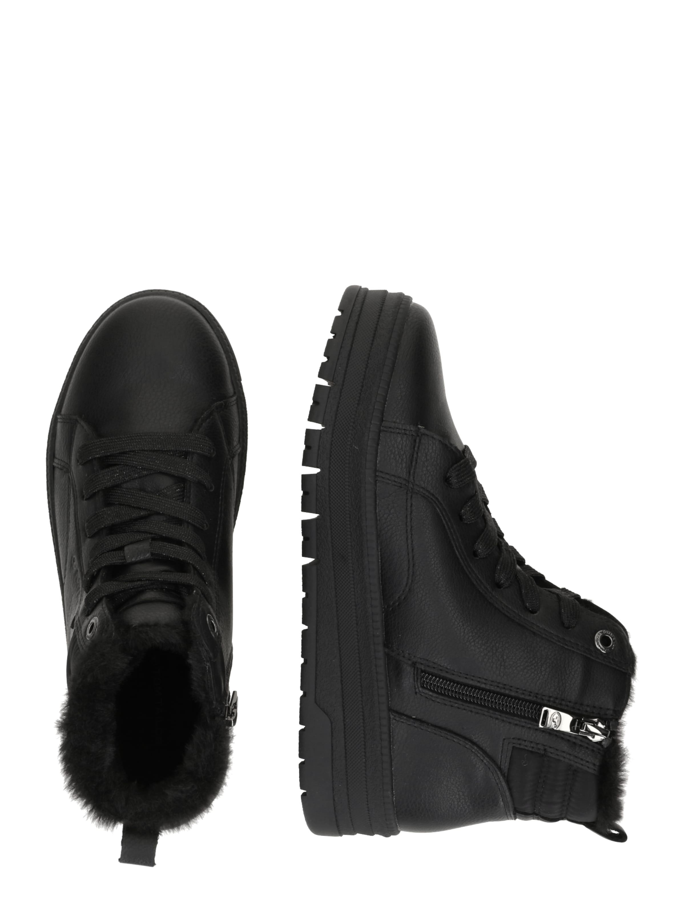 TOM TAILOR Lace-up bootie in Black