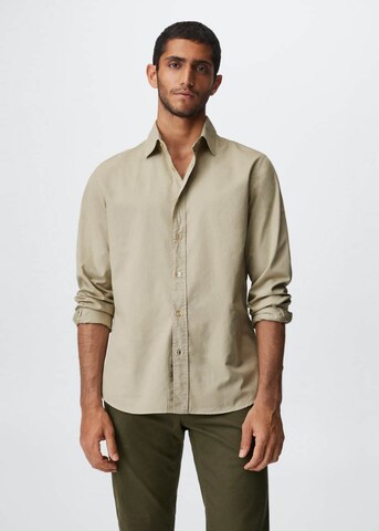 MANGO MAN Slim Fit Hemd 'Lumiere' in Beige: predná strana