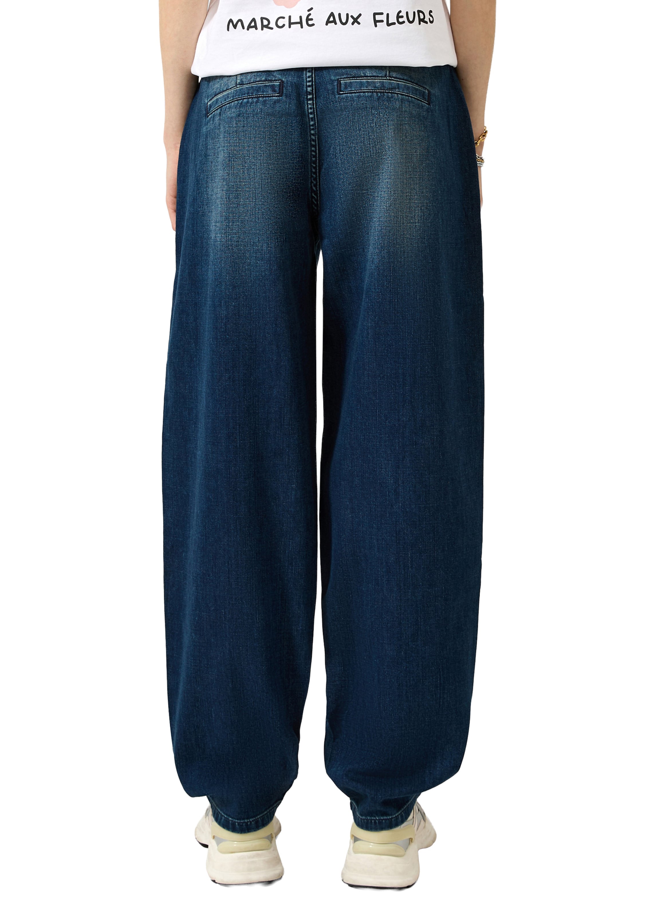 Barrel Jean à pince QS en bleu