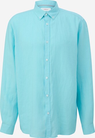 s.Oliver Men Big Sizes Regular fit Button Up Shirt in Blue: front