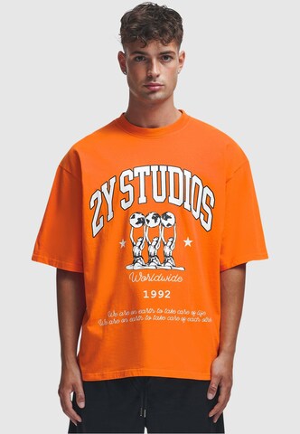2Y Studios T-shirt 'Globus' i orange: framsida