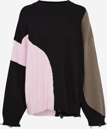 UNFOLLOWED x ABOUT YOU Sweatshirt 'DAMAGED' in Zwart: voorkant