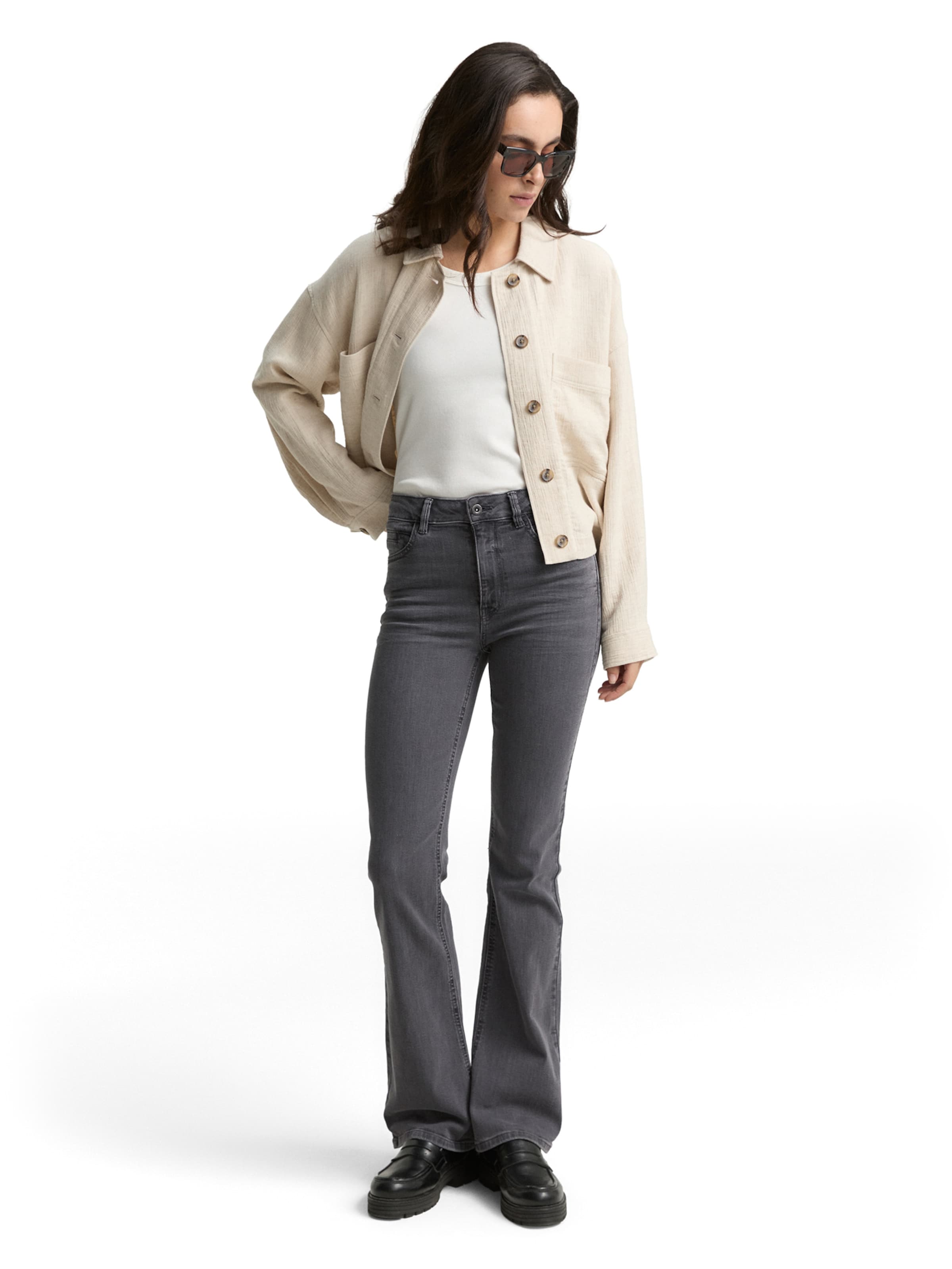 TOM TAILOR Flared Jeans 'Stella' in Grey