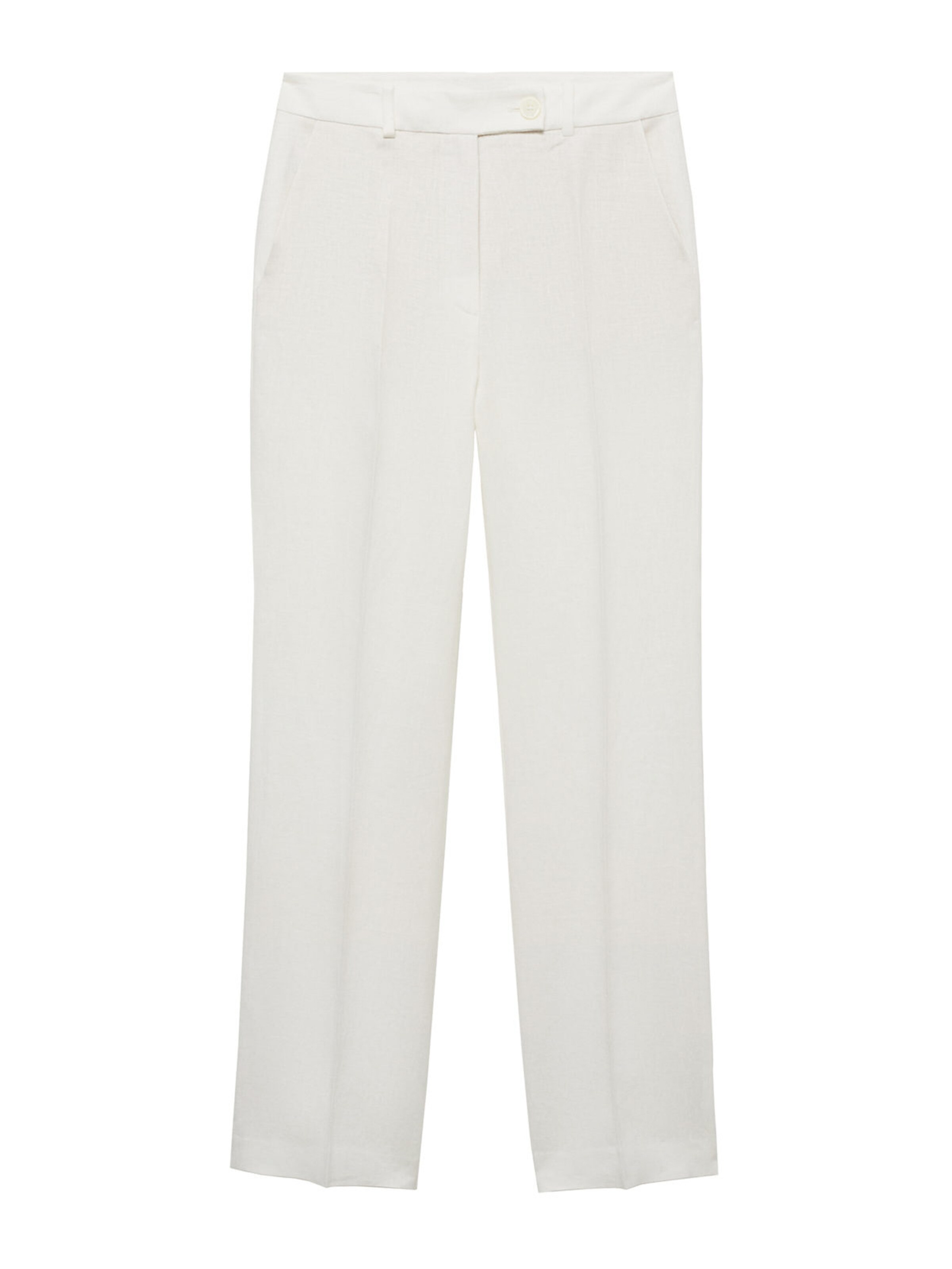 MANGO Loosefit Pressveckad byxa 'Niza' i vit: framsida